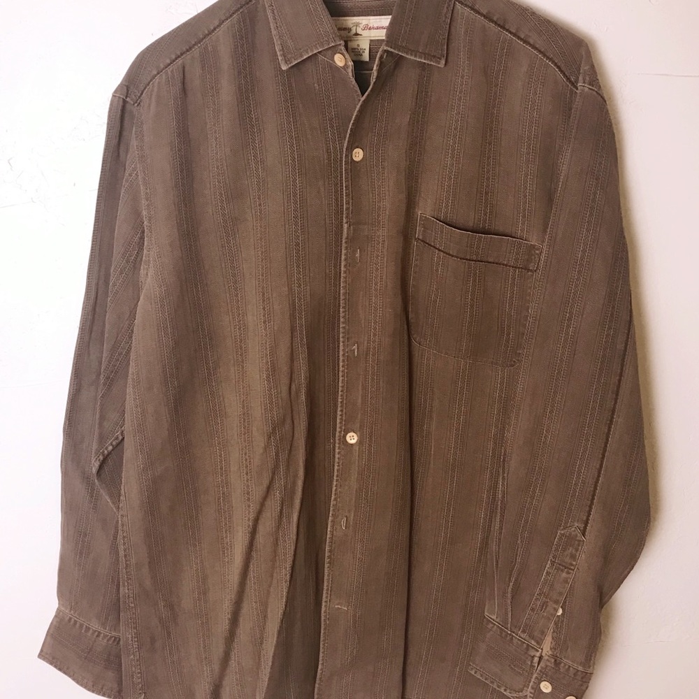 Tommy Bahama Men’s Tan button up long sleeve | S